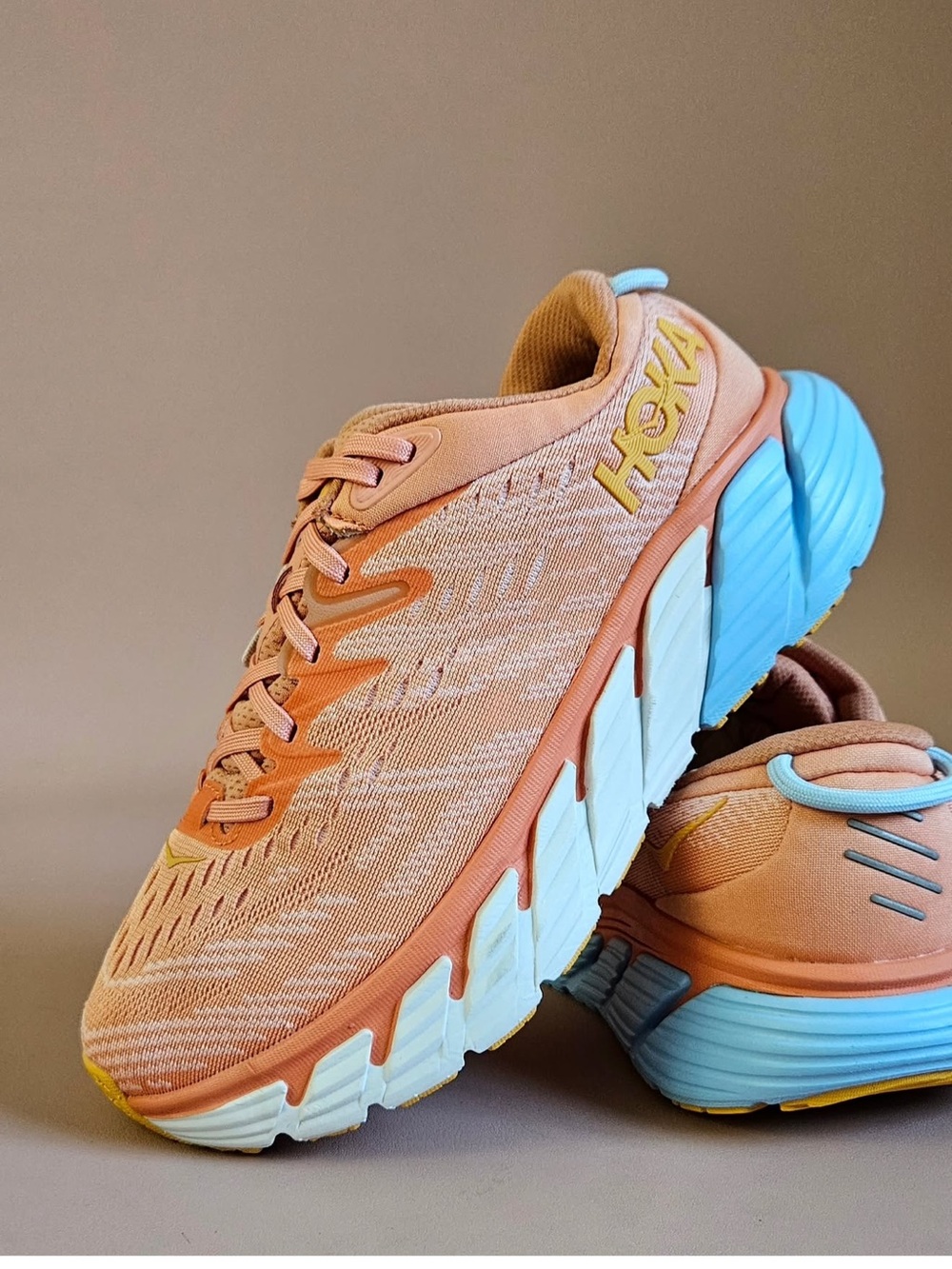 Hoka Gaviota 4 women size 10 B Peach and Light Blue Women's Athletic Shoes